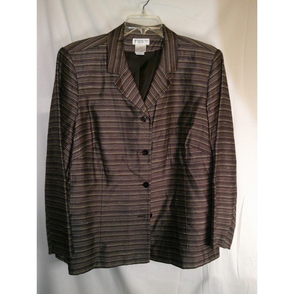 Worthington Eggplant Combo Blazer Striped Career Jacket Plus Size 24W‎ $76 NWT